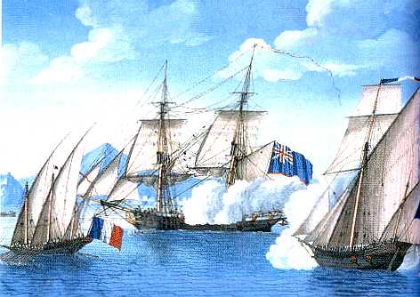 The Herald in action against the French ships